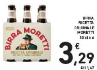 Conad BIRRA RICETTA ORIGINALE MORETTI 33 cl x 6 offerta