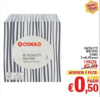 Conad FAZZOLETTI MULTIUSO CONAD 3 veli, 60 pezzi offerta