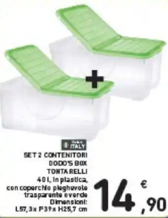 Conad SET 2 CONTENITORI DODO'S BOX TONTA RELLI offerta