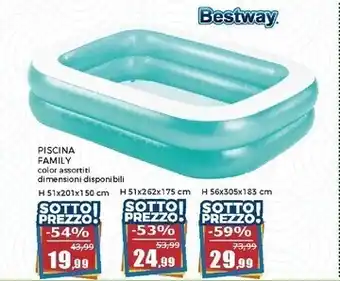 Happy Casa Bestway piscina family gonfiabile rettangolare a 2 anelli - altezza 51x201x150 cm offerta
