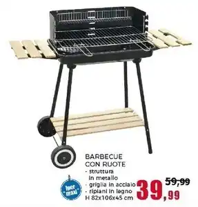 Happy Casa Barbecue con ruote 106x45cm offerta