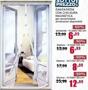 Happy Casa Zanzariera bianca per porta finestra - 240x130cm offerta