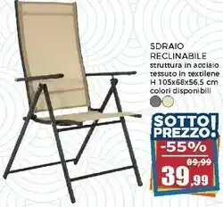 Happy Casa Sdraio reclinabile antracite - h105x68x56,5 cm offerta