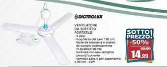 Happy Casa Dictrolux ventilatore a pale da soffitto portatile 23 watt offerta