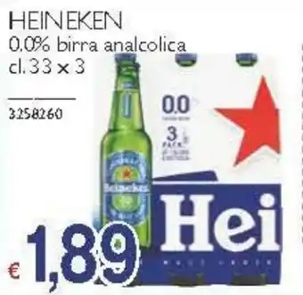 HEINEKEN 0.0% birra analcolica cl. 33 x 3