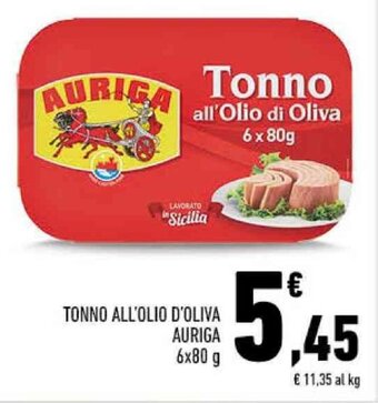 Conad TONNO ALL'OLIO D'OLIVA AURIGA 6x80 g offerta