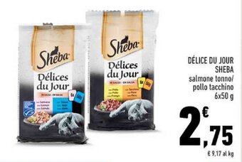 Conad DÉLICE DU JOUR SHEBA salmone tonno/ pollo tacchino 6x50 g offerta