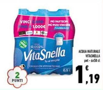 Conad ACQUA NATURALE VITASNELLA pet-6x50 cl offerta