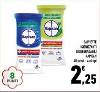 Conad SALVIETTE IGIENIZZANTI BODEGRADABILI NAPISAN 40 pezzi-vari tipi offerta