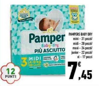 Conad PAMPERS BABY DRY mini-31 pezzi offerta