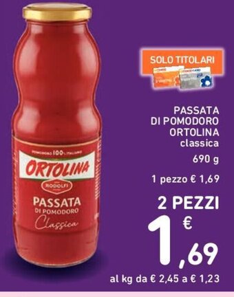Conad PASSATA DI POMODORO ORTOLINA classica 690 g offerta