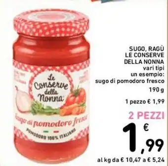 Conad SUGO, RAGÙ LE CONSERVE DELLA NONNA 190 g offerta