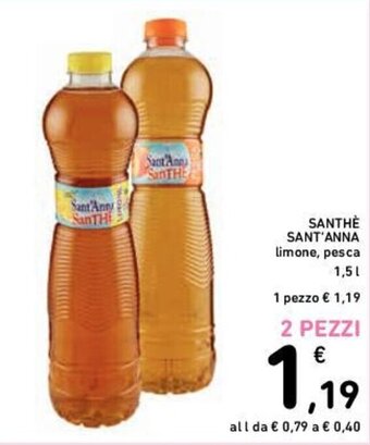 Conad SANTHÈ SANT'ANNA limone, pesca 1,5 l offerta