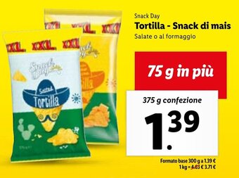 Lidl Snack Day Tortilla - Snack di mais 375 g confezione offerta