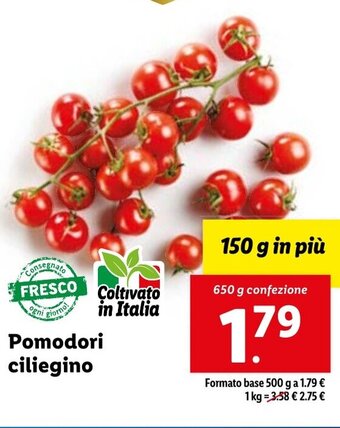 Lidl Pomodori ciliegino 650 g confezione offerta