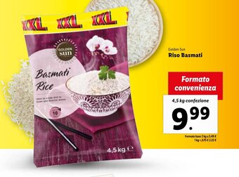 Lidl GOLDEN sun Riso Basmati 4,5 kg confezione offerta