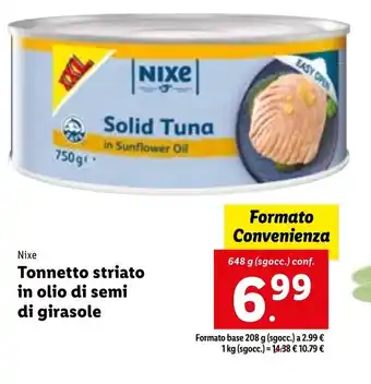 Lidl Nixe Tonnetto striato in olio di semi di girasole 648 g (sgocc.) conf. offerta