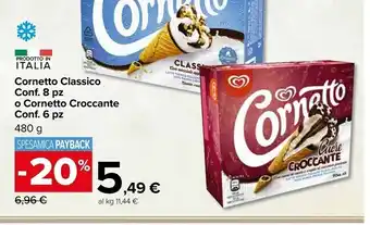 Carrefour Market Algida cornetto classico conf. 8 pz o cornetto croccante offerta