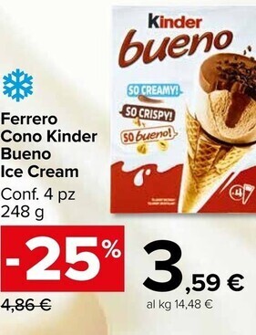 Carrefour Market Ferrero cono kinder bueno ice cream offerta