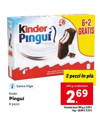 Kinder Pinguí 8 pezzi 240 g confezione