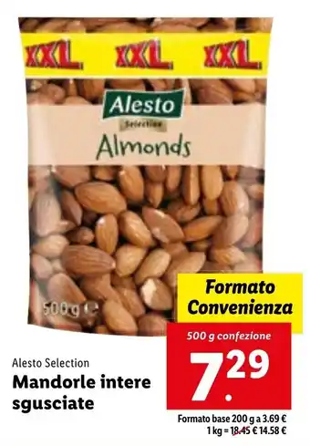 Lidl Alesto Selection Mandorle intere sgusciate 500 g confezione offerta