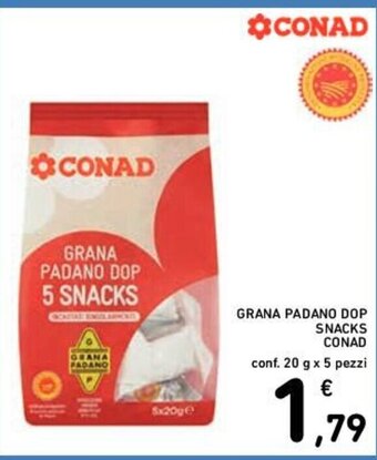 Conad GRANA PADANO DOP SNACKS CONAD conf. 20 g x 5 pezzi offerta