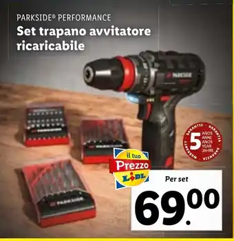 Lidl PARKSIDEⓇ PERFORMANCE Set trapano avvitatore ricaricabile offerta
