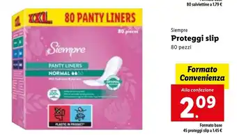 Lidl Siempre proteggi slip a 1.45 € offerta
