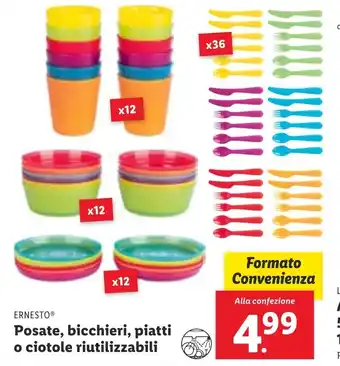 Lidl ERNESTOⓇ Posate, bicchieri, piatti o ciotole riutilizzabili offerta