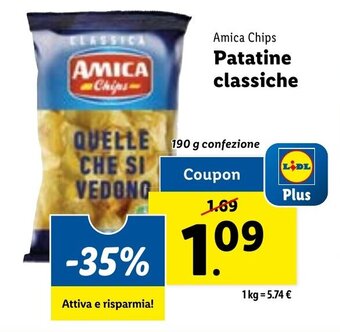 Lidl AMICA -Chips- Patatine classiche 190 g confezione offerta