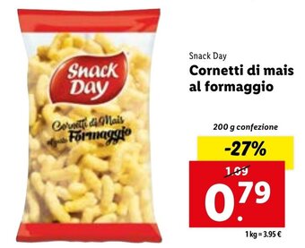 Lidl Snack Day Cornetti di mais al formaggio 200 g confezione offerta