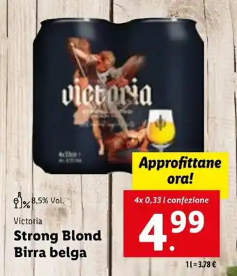 Lidl Victoria Strong Blond Birra belga 4x 0,33 l confezione offerta