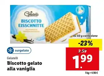 Lidl Gelatelli Biscotto gelato alla vaniglia 8x 50 g confezione offerta
