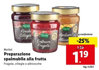 Lidl Maribel Preparazione spalmabile alla frutta 250 g confezione offerta