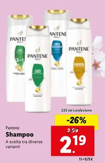 Lidl Pantene Shampoo 225 ml confezione offerta