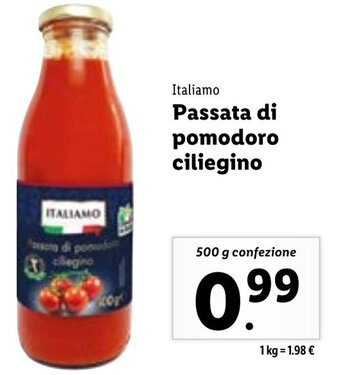 Lidl Italiamo Passata di pomodoro ciliegino 500 g confezione offerta
