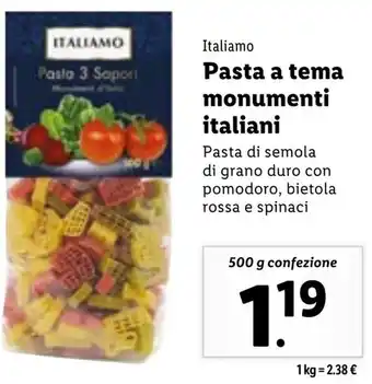 Lidl Italiamo Pasta a tema monumenti italiani 500 g confezione offerta