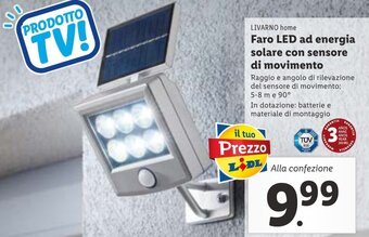 LIVARNO home Faro LED ad energia solare con sensore di movimento