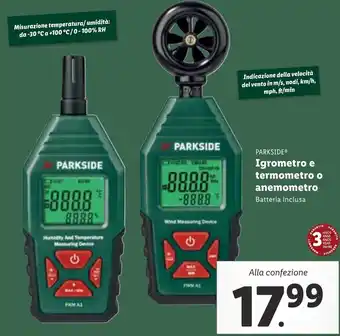 Lidl PARKSIDEⓇ Igrometro e termometro o anemometro offerta