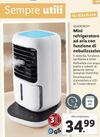 Lidl SILVERCRESTⓇ Mini refrigeratore ad aria con funzione di nebulizzazione offerta