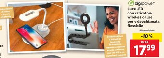 Lidl digipower® Luce LED con caricatore wireless o luce per videochiamata flessibile offerta