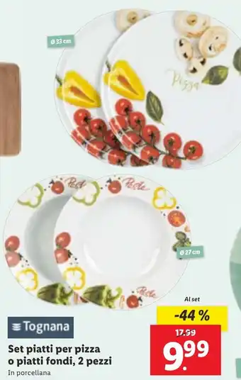 Tognana Set piatti per pizza o piatti fondi, 2 pezzi