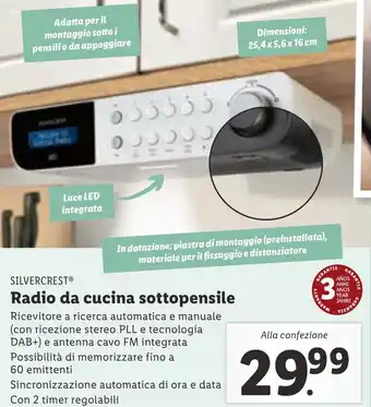 Lidl SILVERCRESTⓇ Radio da cucina sottopensile offerta