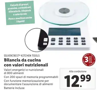 Lidl SILVERCREST KITCHEN TOOLS Bilancia da cucina con valori nutrizionali offerta