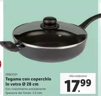 Lidl ERNESTOⓇ Tegame con coperchio in vetro Ø 28 cm offerta