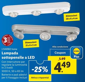 Lidl LIVARNO home Lampada sottopensile a LED offerta