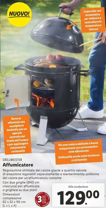 Lidl GRILLMEISTER Affumicatore 62 x 52 x 90 cm (L x L x A) offerta
