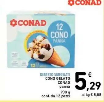 Conad CONO GELATO CONAD panna 900 g conf. da 12 pezzi offerta