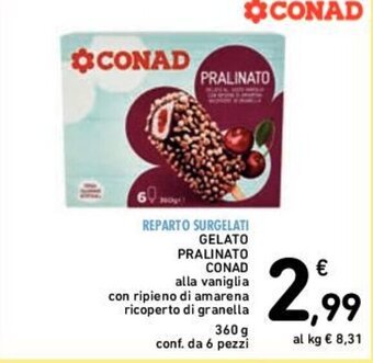 Conad GELATO PRALINATO CONAD 360 g conf. da 6 pezzi offerta