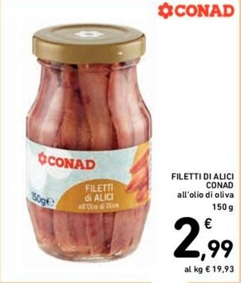 Conad FILETTI DI ALICI CONAD 150 g offerta
